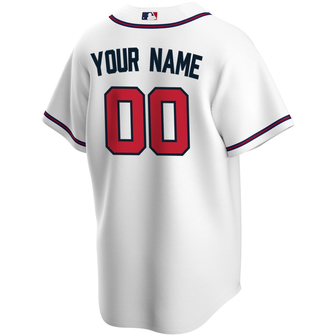 Atlanta Braves Nike Home Replica Custom Jersey - White MLB Team Jersey Baseball Fan Apparel