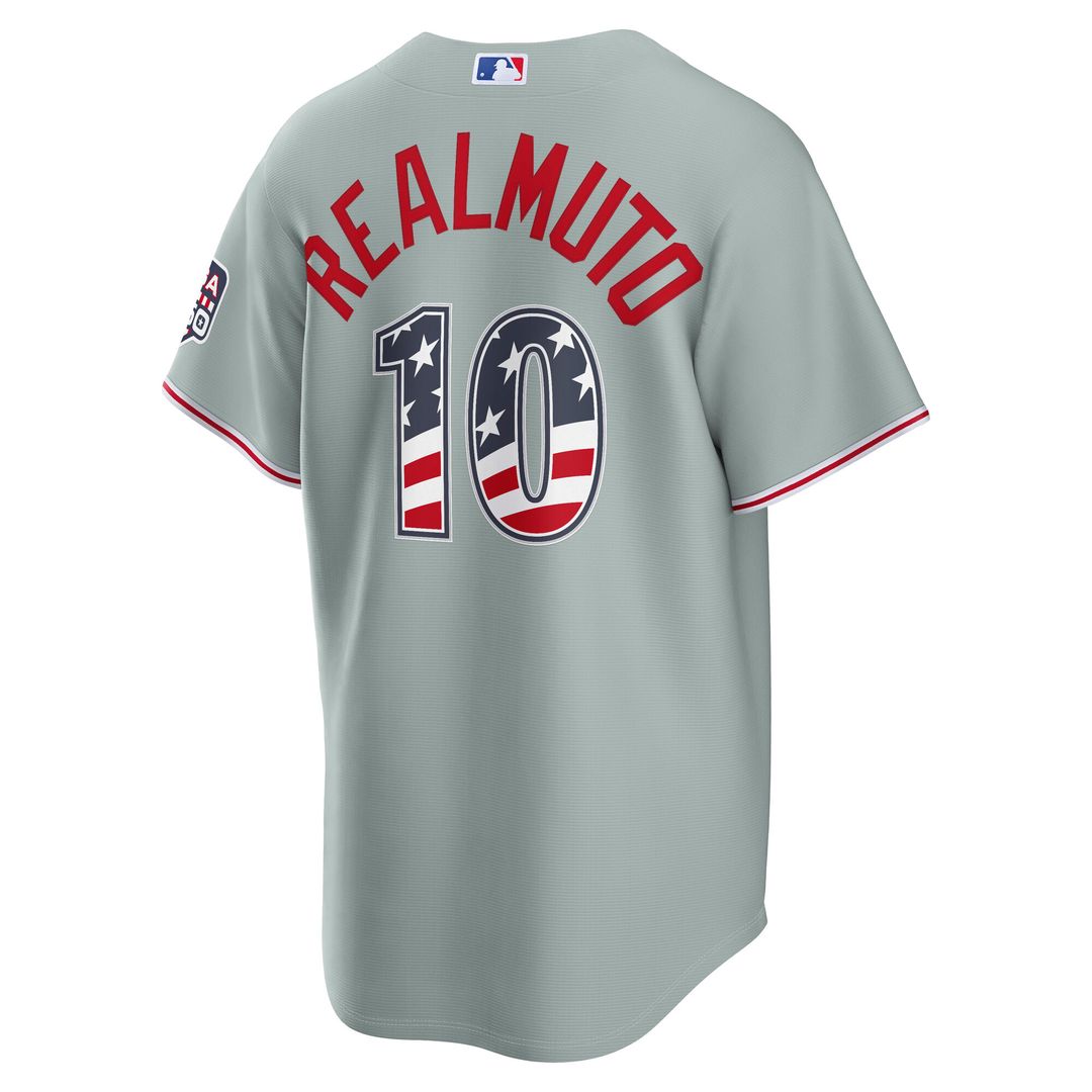 Philadelphia Phillies J.T. Realmuto Nike USA 250 Fourth of July Road Stadium Jersey - Gray MLB Team Jersey Baseball Fan Apparel