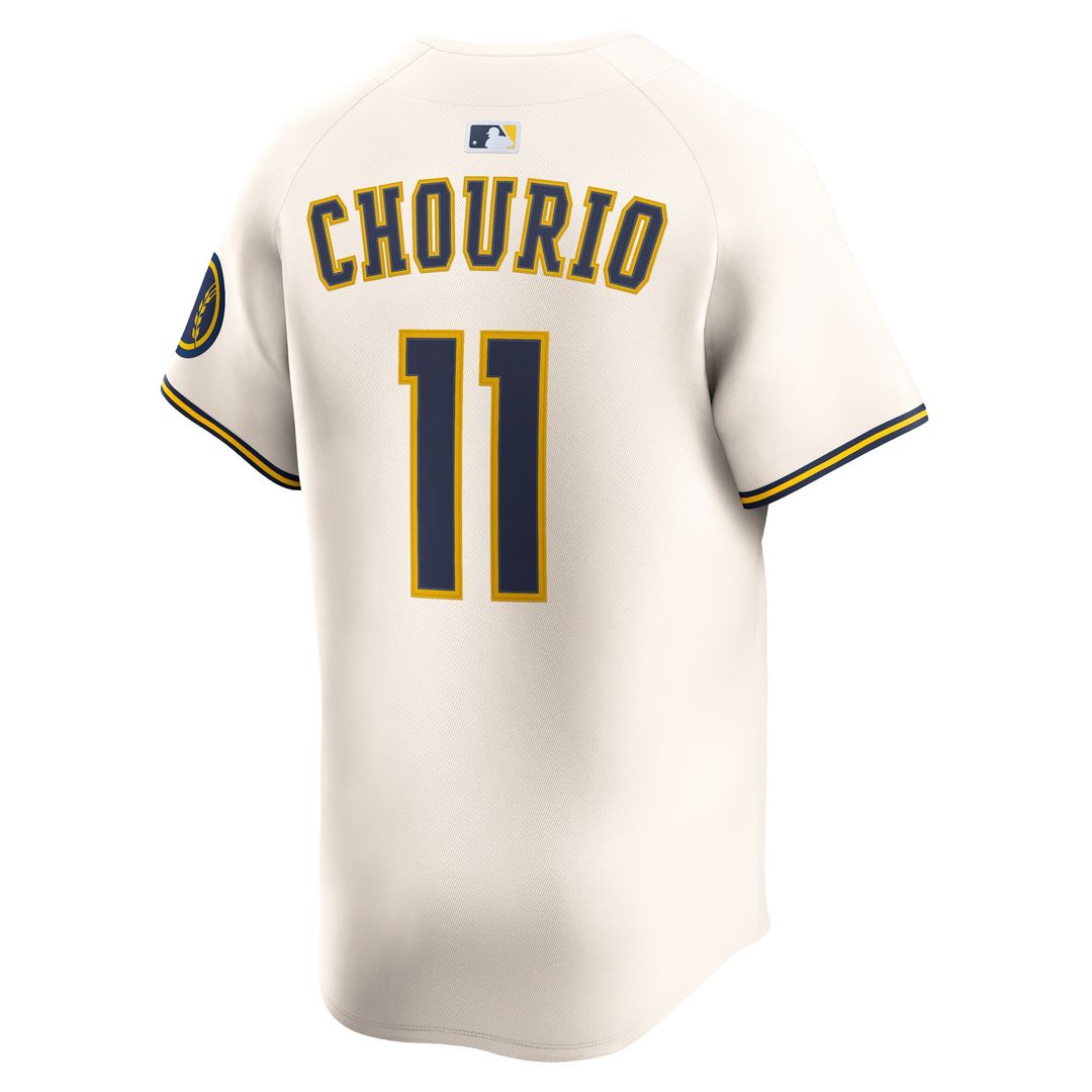 Milwaukee Brewers Jackson Chourio Nike Home Limited Jersey - Cream MLB Team Jersey Baseball Fan Apparel