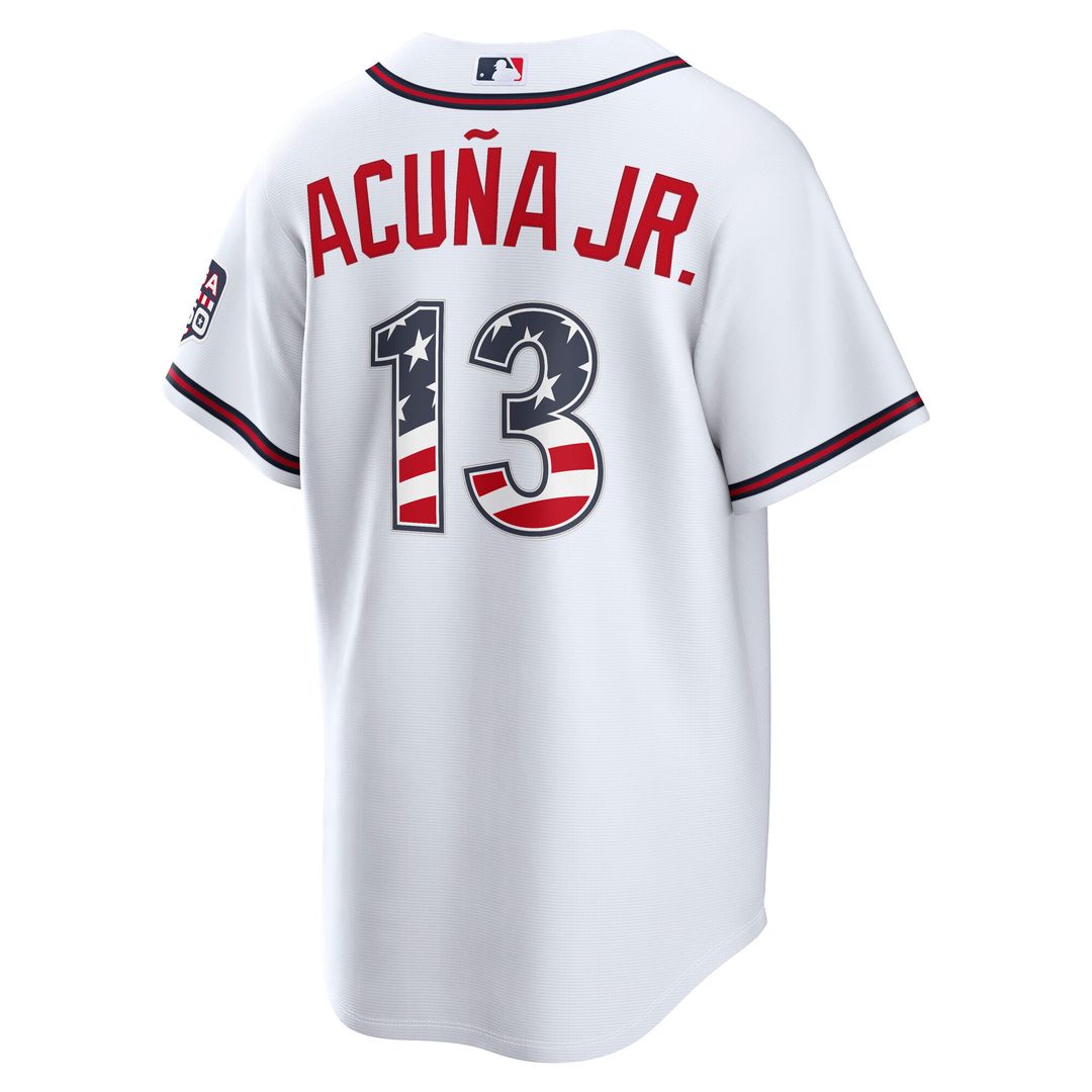Atlanta Braves Ronald Acuña Jr. Nike USA 250 Fourth of July Home Stadium Jersey - White MLB Team Jersey Baseball Fan Apparel