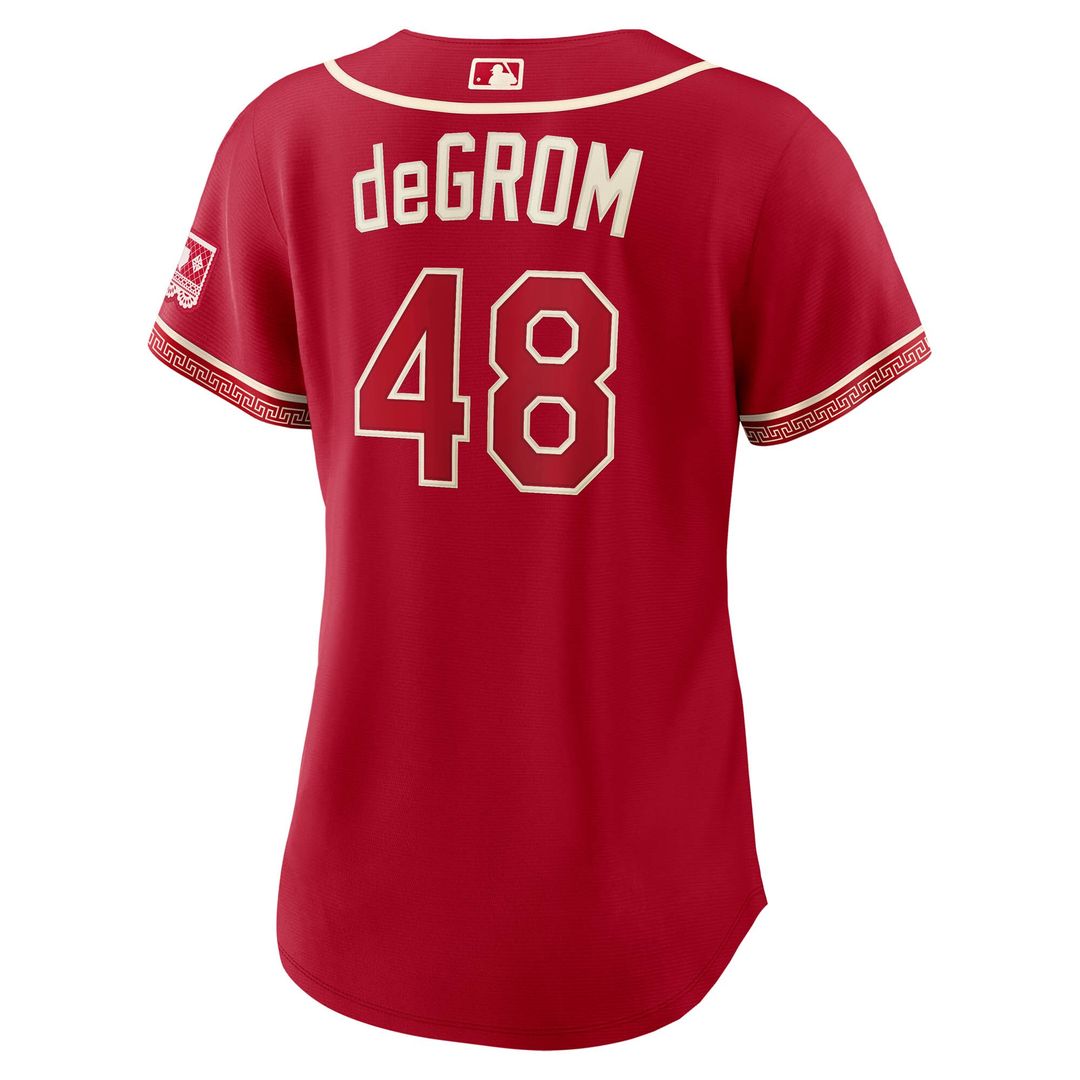 Texas Rangers Jacob deGrom Nike Women's 2026 City Connect Stadium Jersey - Red MLB Team Jersey Baseball Fan Apparel