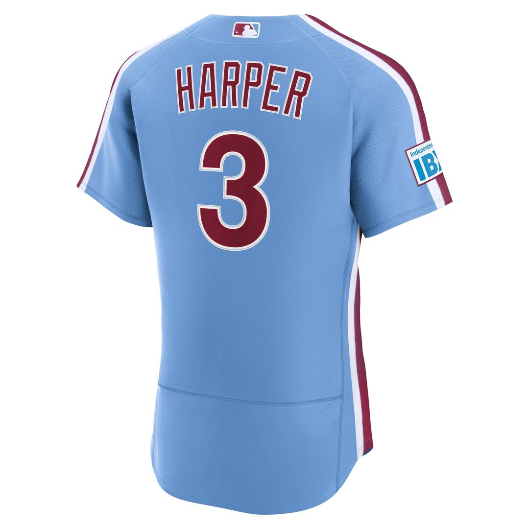 Philadelphia Phillies Bryce Harper Nike Alternate Authentic Sponsor Patch Jersey - Cream MLB Team Jersey Baseball Fan Apparel