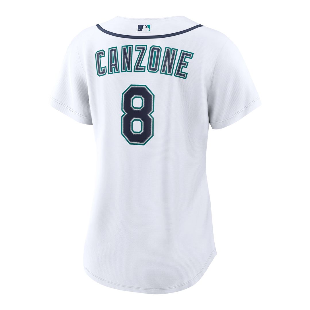 Seattle Mariners Dominic Canzone Nike Women's Home Replica Jersey - White MLB Team Jersey Baseball Fan Apparel