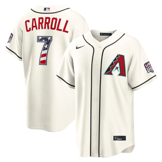 Arizona Diamondbacks Corbin Carroll Nike USA 250 Fourth of July Home Stadium Jersey - Cream MLB Team Jersey Baseball Fan Apparel