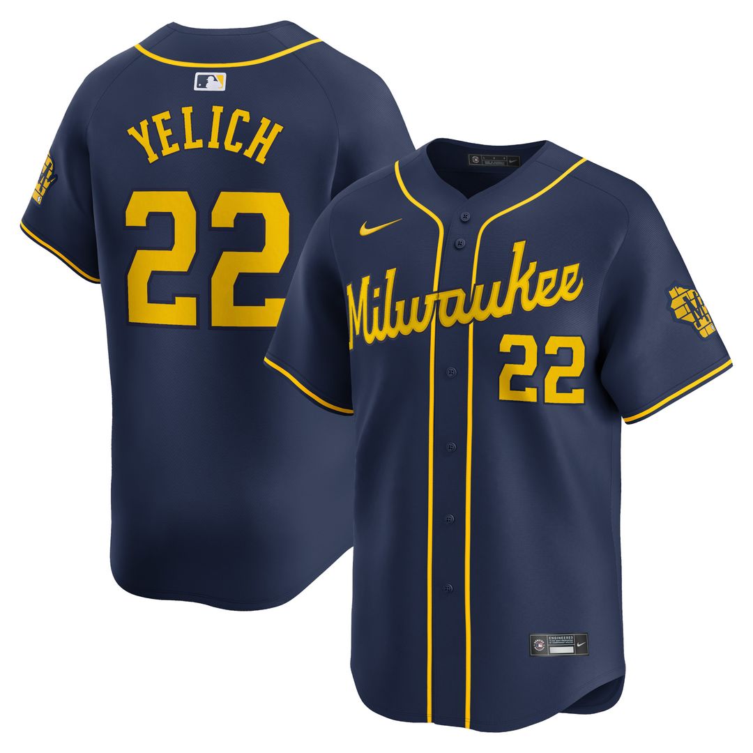 Milwaukee Brewers Christian Yelich Nike Alternate Limited Player Jersey - Navy MLB Team Jersey Baseball Fan Apparel