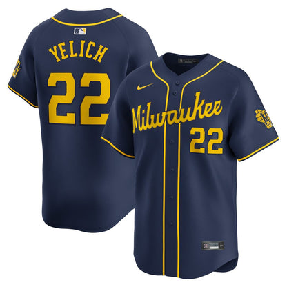Milwaukee Brewers Christian Yelich Nike Alternate Limited Player Jersey - Navy MLB Team Jersey Baseball Fan Apparel