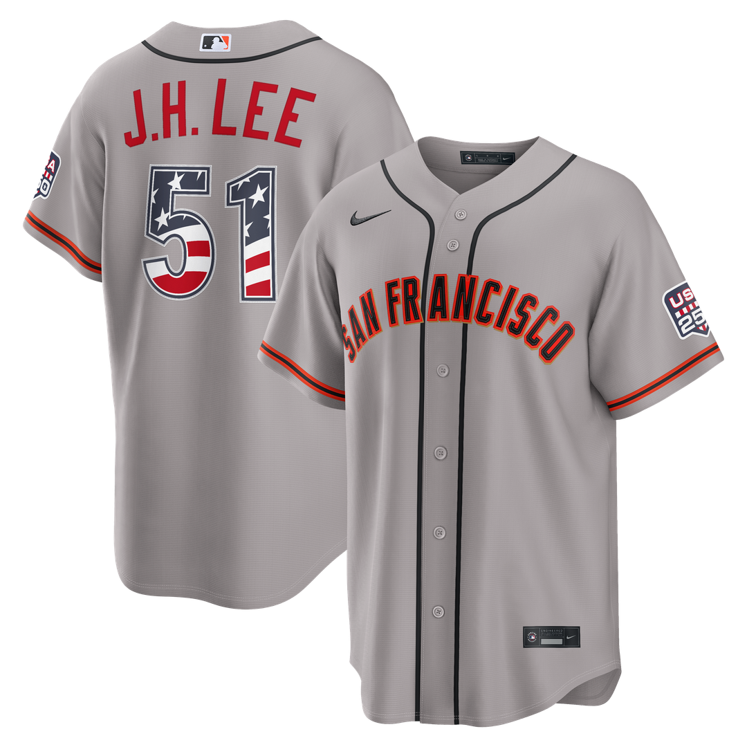 San Francisco Giants Jung Hoo Lee Nike USA 250 Fourth of July Road Stadium Jersey - Gray MLB Team Jersey Baseball Fan Apparel
