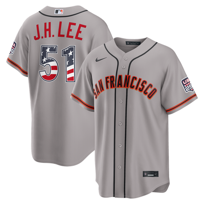 San Francisco Giants Jung Hoo Lee Nike USA 250 Fourth of July Road Stadium Jersey - Gray MLB Team Jersey Baseball Fan Apparel