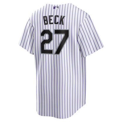 Colorado Rockies Jordan Beck Nike Home Replica Jersey - White MLB Team Jersey Baseball Fan Apparel