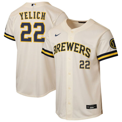 Milwaukee Brewers Christian Yelich Nike Youth Home Stadium Jersey - Cream MLB Team Jersey Baseball Fan Apparel