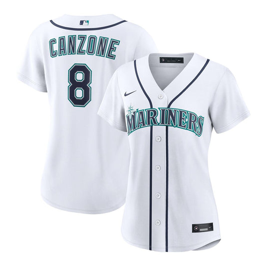 Seattle Mariners Dominic Canzone Nike Women's Home Replica Jersey - White MLB Team Jersey Baseball Fan Apparel