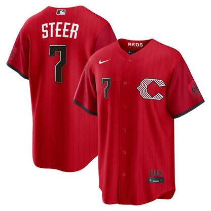 Cincinnati Reds Spencer Steer Nike 2026 City Connect Stadium Jersey - Red MLB Team Jersey Baseball Fan Apparel