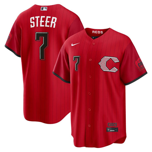 Cincinnati Reds Spencer Steer Nike 2026 City Connect Stadium Jersey - Red MLB Team Jersey Baseball Fan Apparel