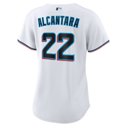 Miami Marlins Sandy Alcantara Nike Women's Home Replica Player Jersey - White MLB Team Jersey Baseball Fan Apparel