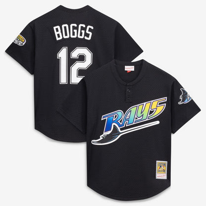 Tampa Bay Rays Wade Boggs Mitchell & Ness Authentic Batting Practice Jersey - Black MLB Team Jersey Baseball Fan Apparel