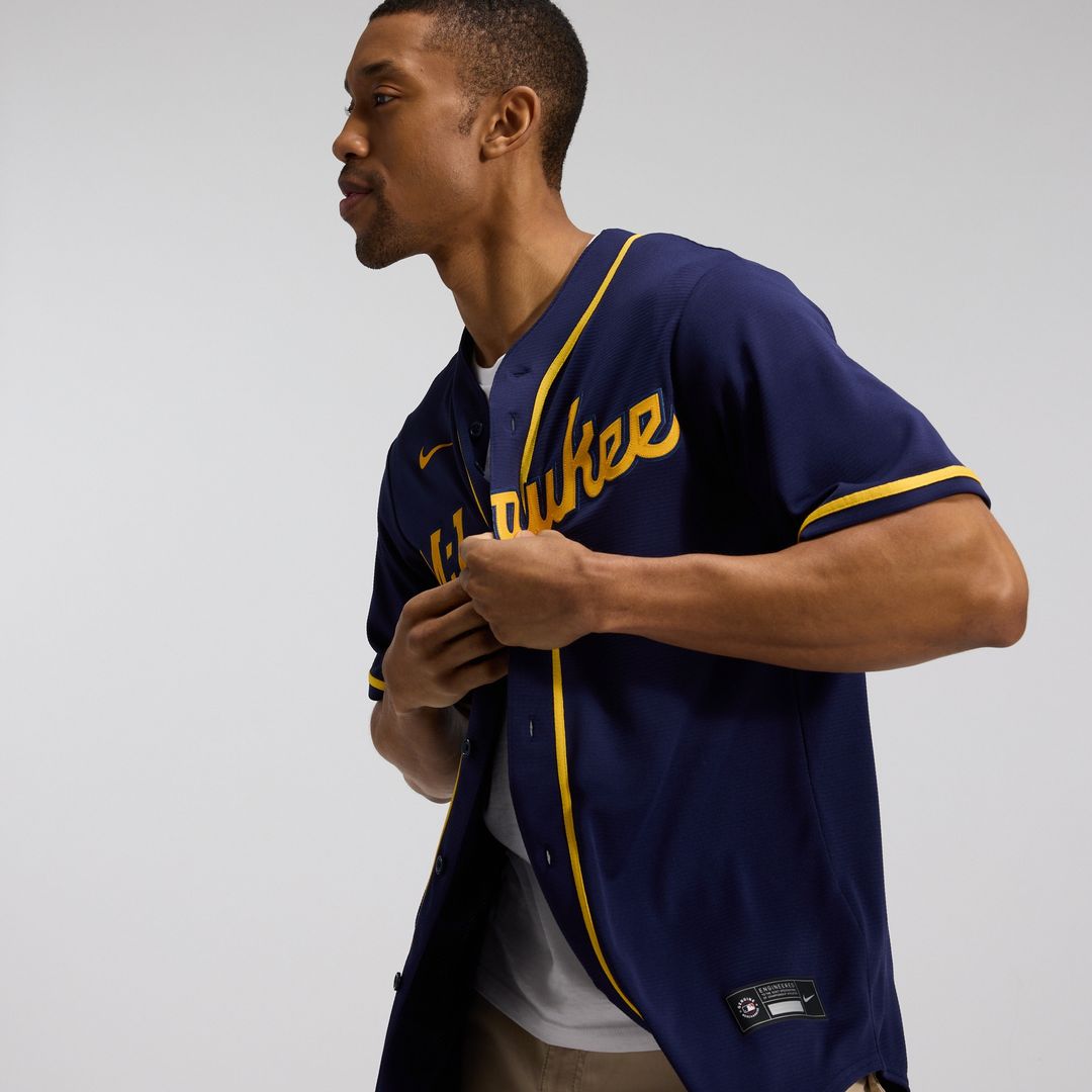 Milwaukee Brewers Nike Alternate Replica Team Jersey - Navy MLB Team Jersey Baseball Fan Apparel