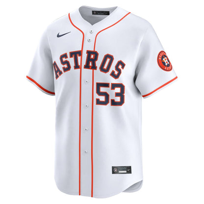 Houston Astros Cristian Javier Nike Home Limited Player Jersey - White MLB Team Jersey Baseball Fan Apparel