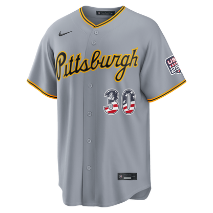 Pittsburgh Pirates Paul Skenes Nike USA 250 Fourth of July Road Stadium Jersey - Gray MLB Team Jersey Baseball Fan Apparel