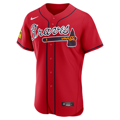 Atlanta Braves Ronald Acuña Jr. Nike Alternate Authentic Sponsor Patch Jersey - Red MLB Team Jersey Baseball Fan Apparel