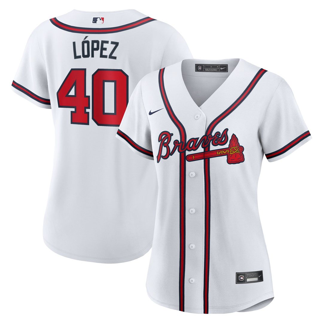 Atlanta Braves Reynaldo Lopez Nike Women's Home Replica Jersey - White MLB Team Jersey Baseball Fan Apparel