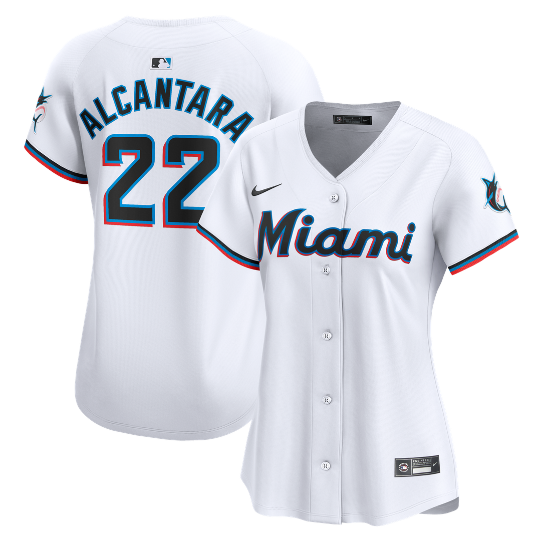 Miami Marlins Sandy Alcantara Nike Women's Home Limited Player Jersey - White MLB Team Jersey Baseball Fan Apparel