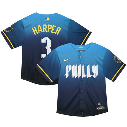 Philadelphia Phillies Bryce Harper Nike Toddler 2024 City Connect Limited Player Jersey - Blue MLB Team Jersey Baseball Fan Apparel