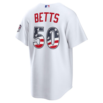 Los Angeles Dodgers Mookie Betts Nike USA 250 Fourth of July Home Stadium Jersey - White MLB Team Jersey Baseball Fan Apparel