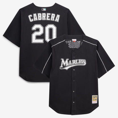 Miami Marlins Miguel Cabrera Mitchell & Ness Big & Tall Cooperstown Mesh Batting Practice Jersey - Black MLB Team Jersey Baseball Fan Apparel