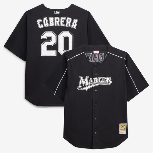 Miami Marlins Miguel Cabrera Mitchell & Ness Big & Tall Cooperstown Mesh Batting Practice Jersey - Black MLB Team Jersey Baseball Fan Apparel