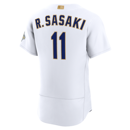 Los Angeles Dodgers Roki Sasaki Nike 2026 Gold Collection Authentic Jersey - White MLB Team Jersey Baseball Fan Apparel