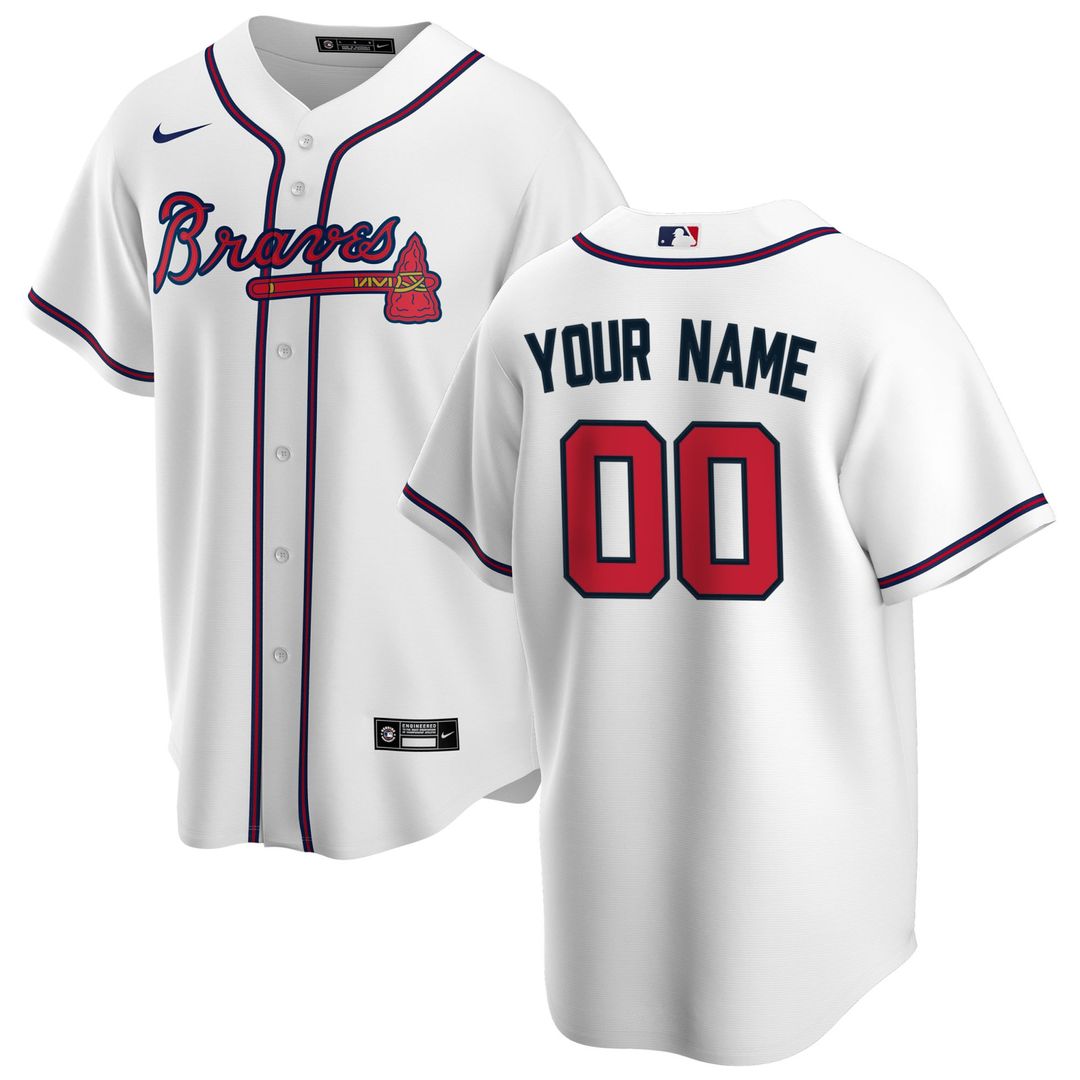 Atlanta Braves Nike Home Replica Custom Jersey - White MLB Team Jersey Baseball Fan Apparel