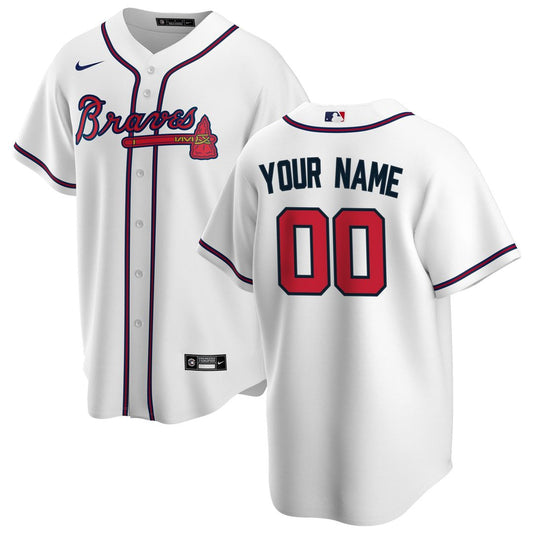 Atlanta Braves Nike Home Replica Custom Jersey - White MLB Team Jersey Baseball Fan Apparel