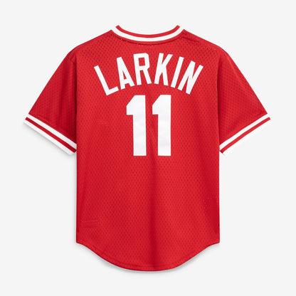 Cincinnati Reds Barry Larkin Mitchell & Ness Authentic Batting Practice Jersey - Red MLB Team Jersey Baseball Fan Apparel