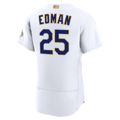 Los Angeles Dodgers Tommy Edman Nike 2026 Gold Collection Authentic Jersey - White MLB Team Jersey Baseball Fan Apparel