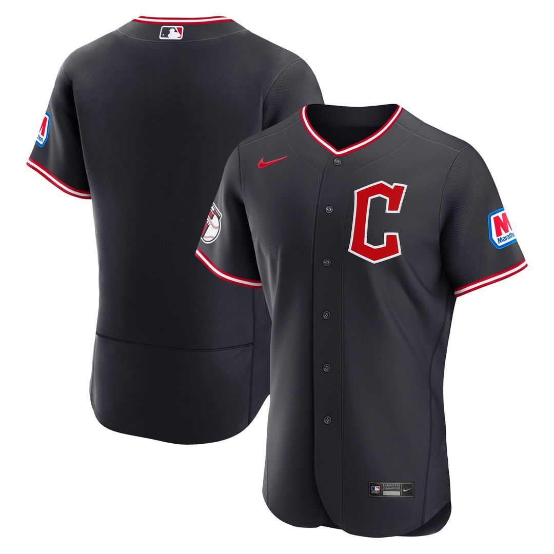 Cleveland Guardians Nike Alternate Authentic Sponsor Patch Jersey - Navy MLB Team Jersey Baseball Fan Apparel