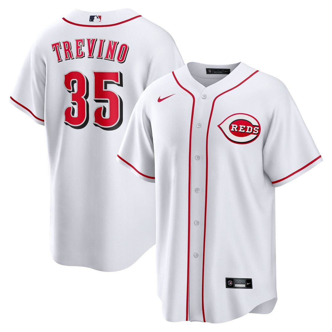 Cincinnati Reds Jose Trevino Nike Home Replica Jersey - White MLB Team Jersey Baseball Fan Apparel