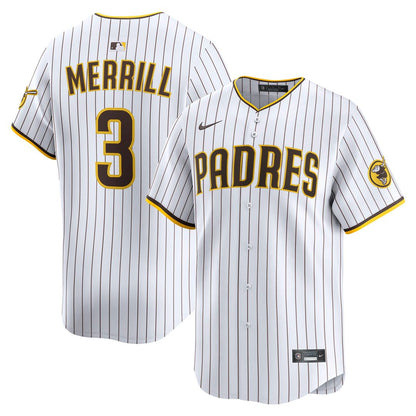 San Diego Padres Jackson Merrill Nike Home Limited Player Jersey - White MLB Team Jersey Baseball Fan Apparel