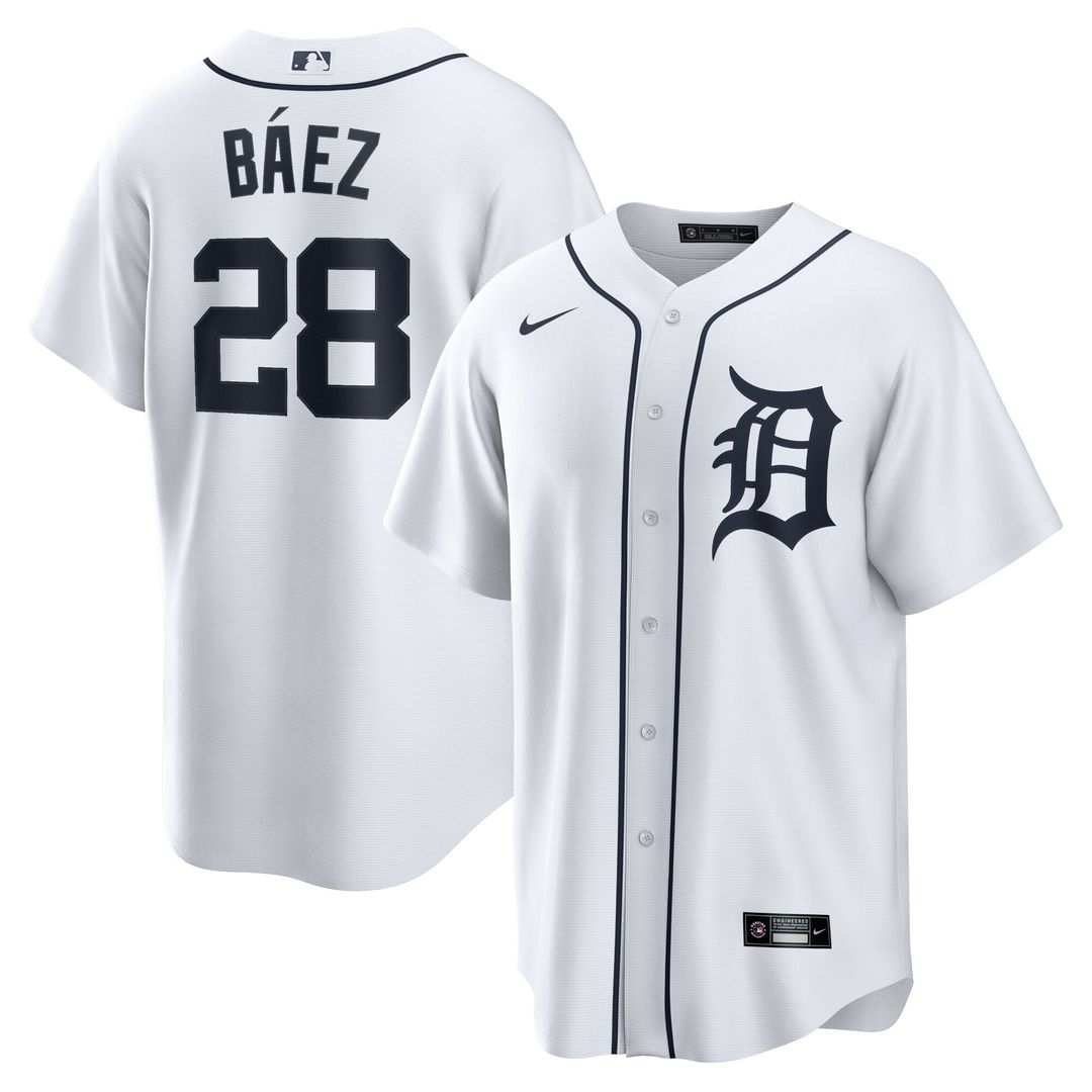Detroit Tigers Javier Baez Nike Home Replica Player Jersey - White MLB Team Jersey Baseball Fan Apparel