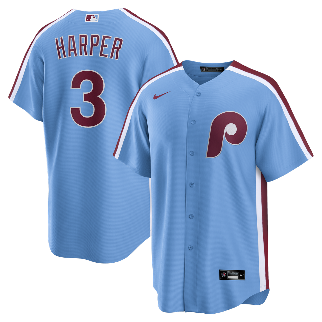 Philadelphia Phillies Bryce Harper Nike Alternate Replica Jersey - Light Blue MLB Team Jersey Baseball Fan Apparel