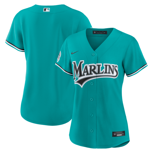 Miami Marlins Nike Women's Alternate Stadium Jersey - Teal MLB Team Jersey Baseball Fan Apparel