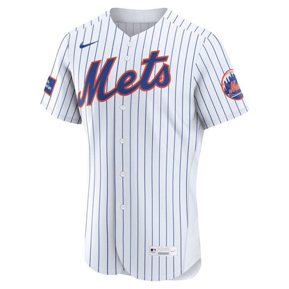 New York Mets Nike Home Sponsor Patch Authentic Jersey - White MLB Team Jersey Baseball Fan Apparel