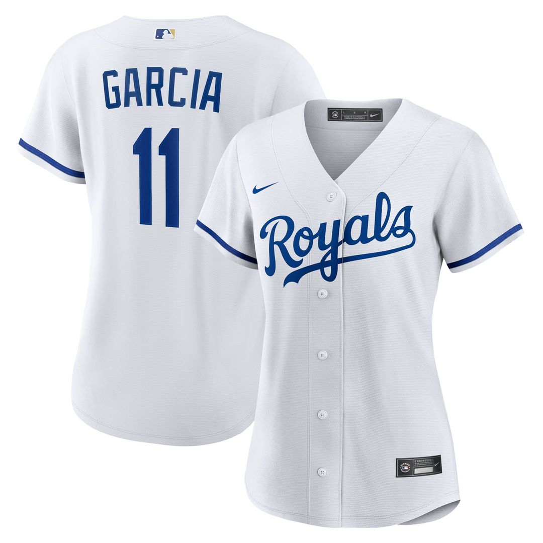 Kansas City Royals Maikel Garcia Nike Women's Home Replica Jersey - White MLB Team Jersey Baseball Fan Apparel