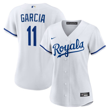 Kansas City Royals Maikel Garcia Nike Women's Home Replica Jersey - White MLB Team Jersey Baseball Fan Apparel