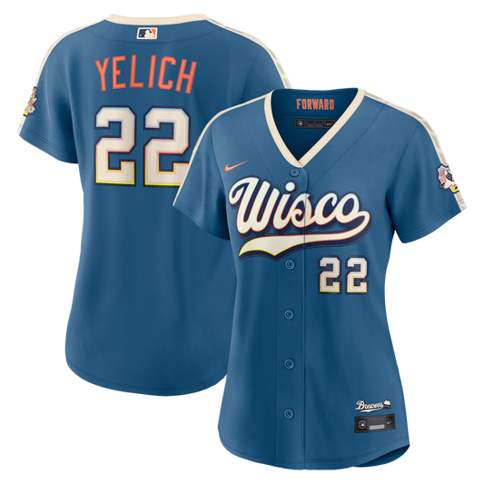 Milwaukee Brewers Christian Yelich Nike Women's 2026 City Connect Stadium Jersey - Mineral Blue MLB Team Jersey Baseball Fan Apparel