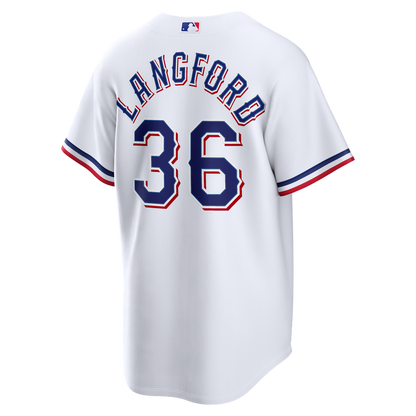Texas Rangers Wyatt Langford Nike Home Replica Jersey - White MLB Team Jersey Baseball Fan Apparel