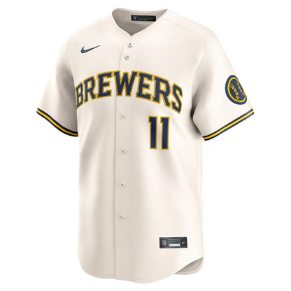 Milwaukee Brewers Jackson Chourio Nike Home Limited Jersey - Cream MLB Team Jersey Baseball Fan Apparel