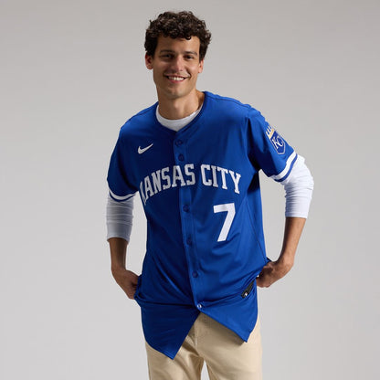 Kansas City Royals Bobby Witt Jr. Nike Alternate 2 Elite Player Jersey - Royal MLB Team Jersey Baseball Fan Apparel