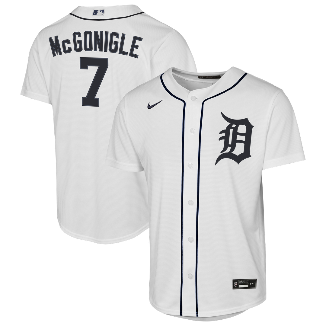 Detroit Tigers Kevin McGonigle Nike Youth Home Replica Jersey - White MLB Team Jersey Baseball Fan Apparel