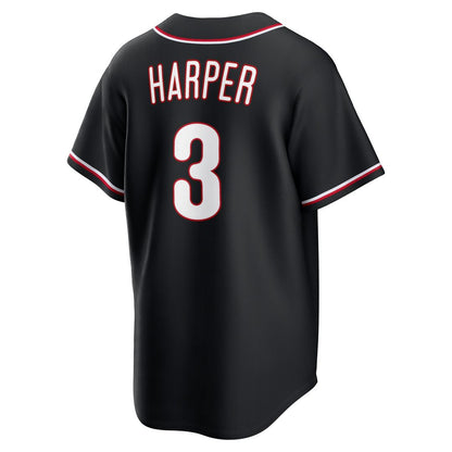 Philadelphia Phillies Bryce Harper Nike Fashion Replica Black Out Jersey MLB Team Jersey Baseball Fan Apparel
