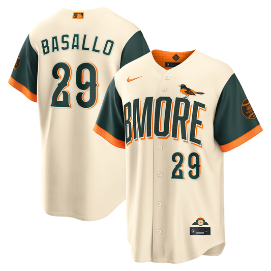 Baltimore Orioles Samuel Basallo Nike 2026 City Connect Stadium Jersey - Cream MLB Team Jersey Baseball Fan Apparel